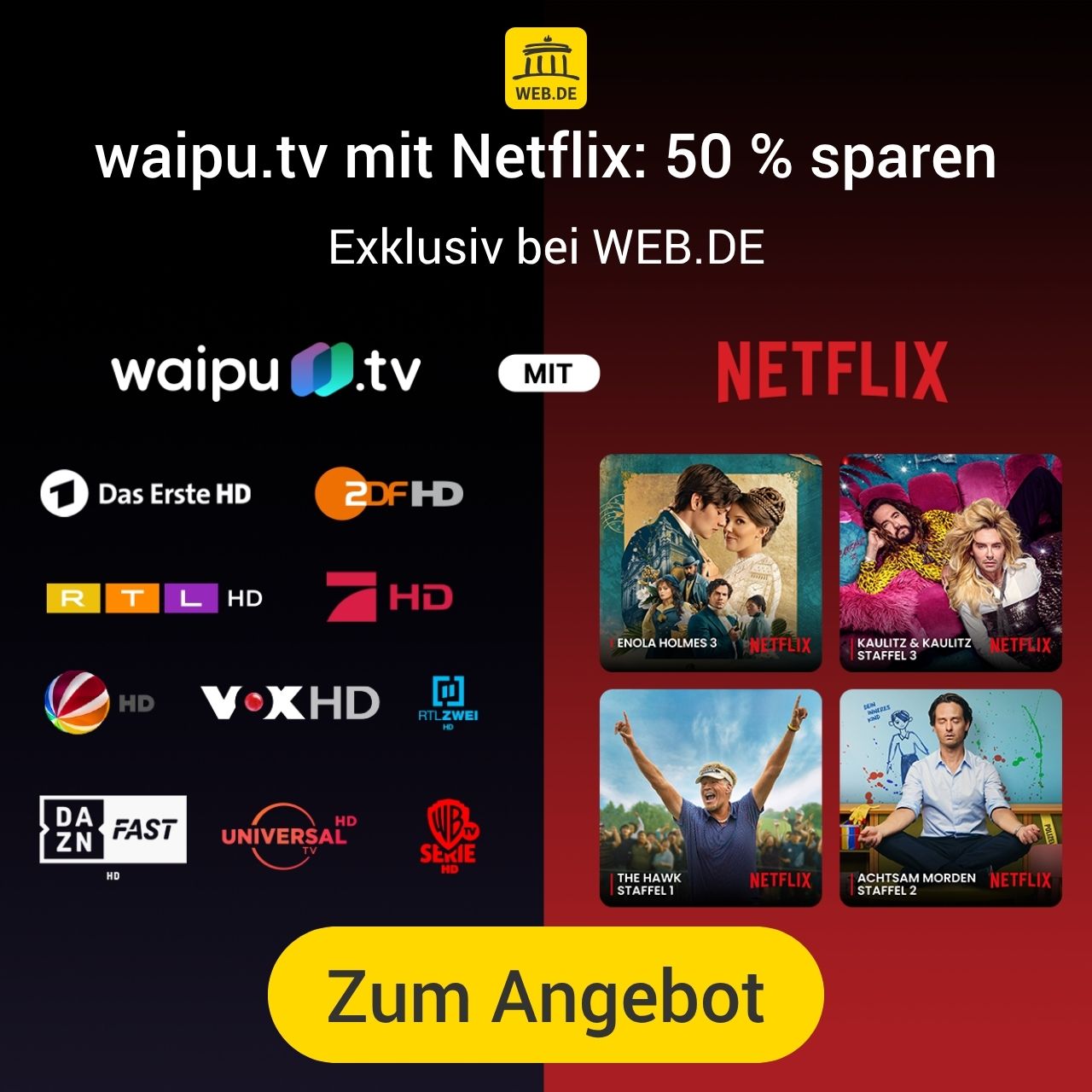 waipu.tv mit Netflix - Jetzt 50 % Rabatt sichern!